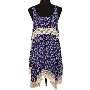 Flying Tomato navy blue floral and lace sleeveless dress size S